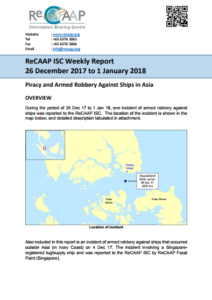 ReCAAP ISC: One piracy incident reported in Asia