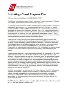 USCG: Activating a Vessel Response Plan