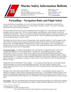 USCG addresses rules for safe parasailing