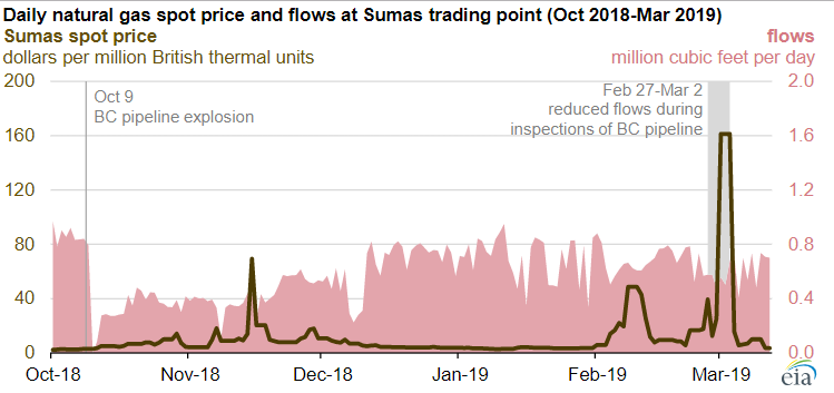 Sumas sees highest daily natural gas spot prices in US since 2014