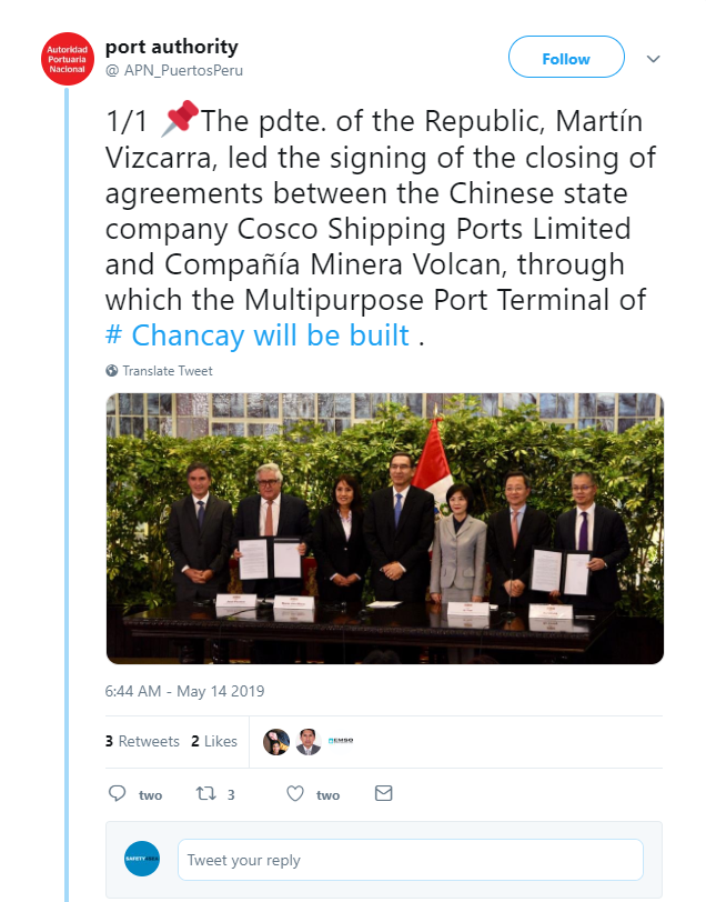 COSCO announces completion of deal with Peru Port