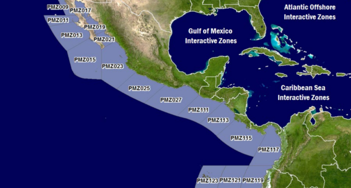 Eastern Pacific Ocean Map National Hurricane Centre Provides Info On East Pacific Ocean Forecast  Zones - Safety4Sea