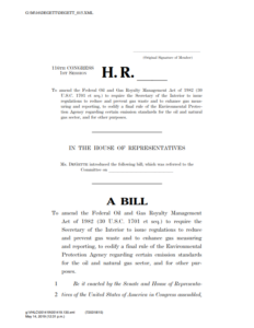 Bill introduced in the US to curb oil and gas methane emissions