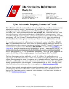 USCG warns of cyber adversaries targeting commercial vessels