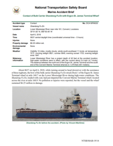 Bulk carrier contact with wharf associated to fatigue