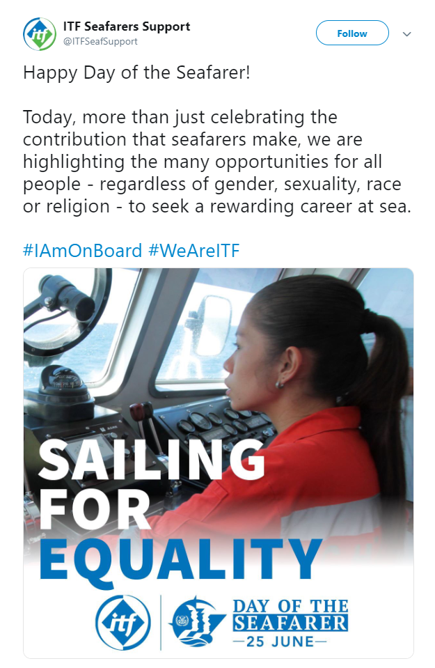 Celebrating the Day of the Seafarer 2019: I Am Onboard for gender equality