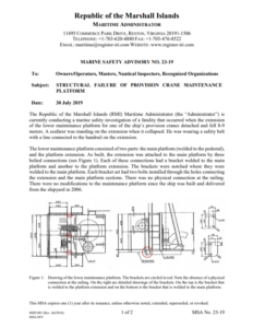 RMI investigates fatality caused by failure of maintenance platform