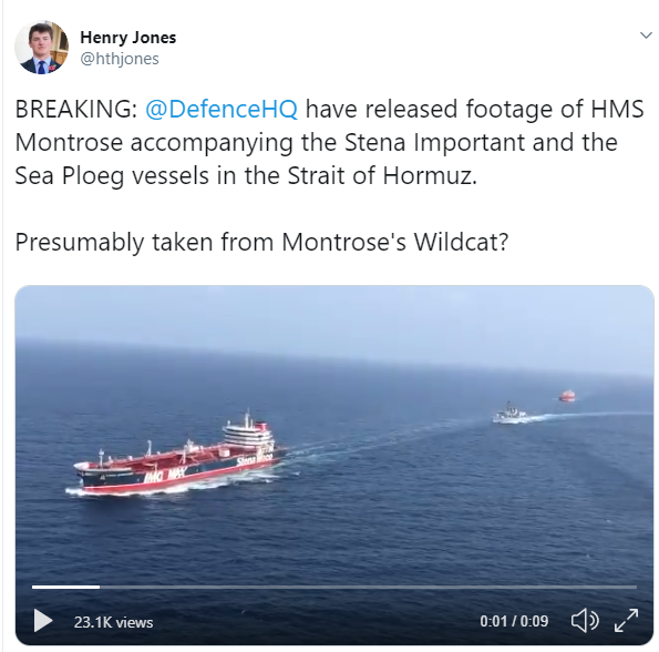 UK Ministry of Defence releases first video of vessels escorted in Strait of Hormuz