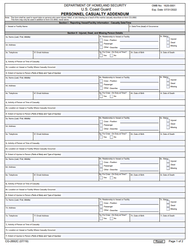 USCG Updates Marine Casualty Reporting Forms - SAFETY4SEA