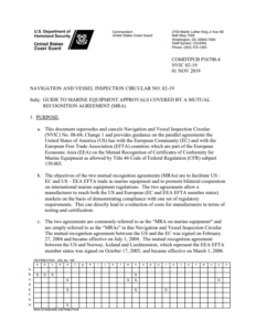 USCG: Guide to marine equipment approvals by a mutual recognition agreement