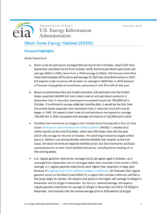 EIA forecasts increase in US crude oil production for 2019/2020