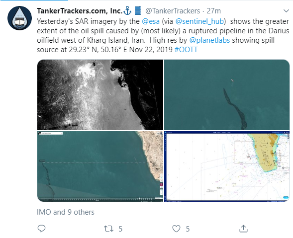 Iran confirms oil spill off Kharg Island