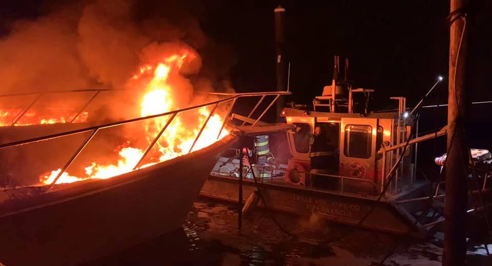 Photos: Two boats burn at Seaview Harbor Marina