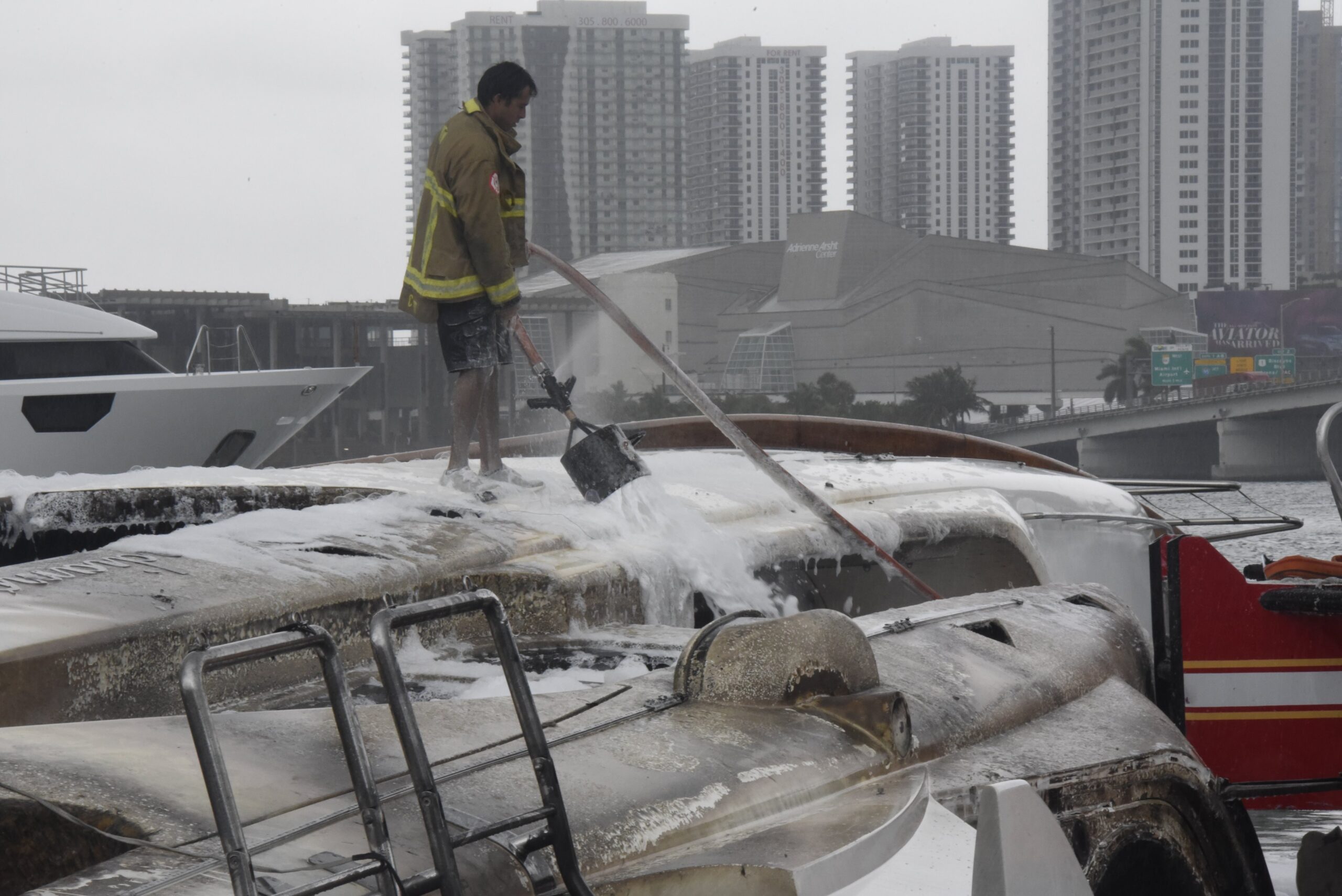 USCG launches pollution response for fire-stricken yacht