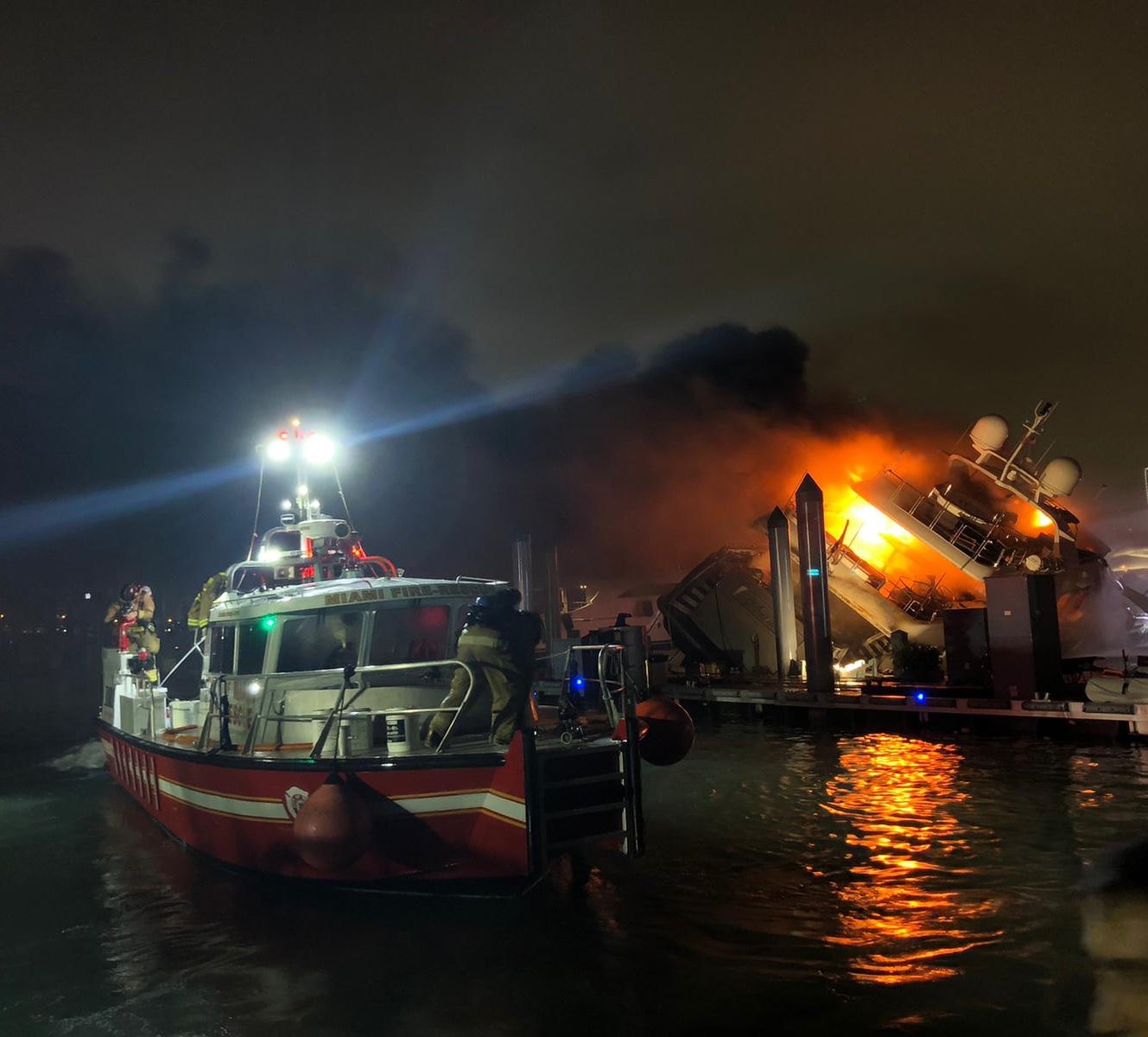 USCG launches pollution response for fire-stricken yacht