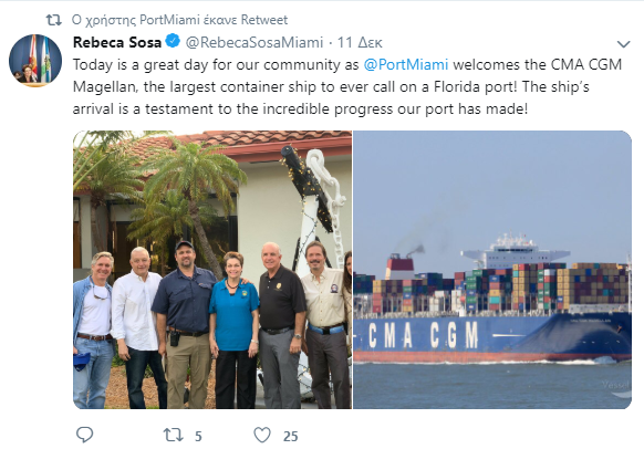 Watch: Port of Miami welcomes its largest container ship to ever arrive
