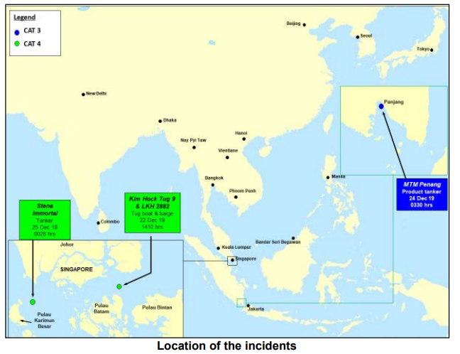 Three armed robberies against ships in Asia reported last week