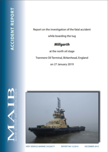 UK MAIB Investigation report: Accessing a tug via the oil stage fenders can lead to fatal incident