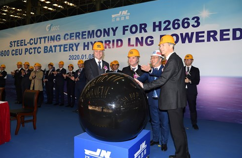 First steel cut for UECC&#8217;s battery hybrid PCTC vessel