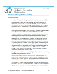EIA expects crude oil prices to fall in the first half of 2020