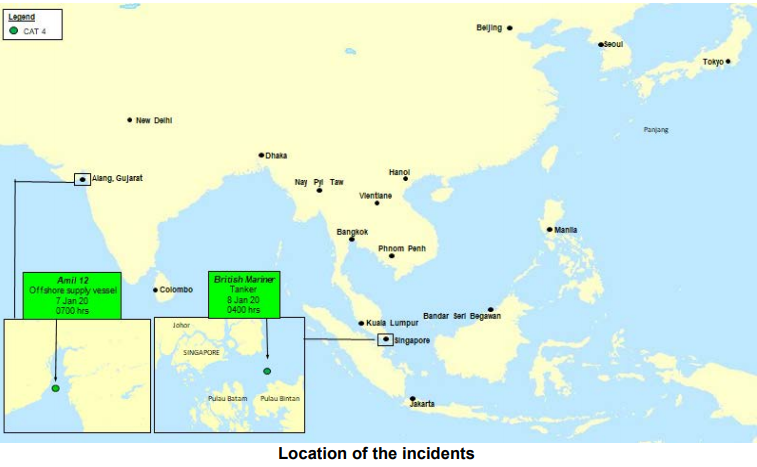 Two armed robberies against ships in Asia last week