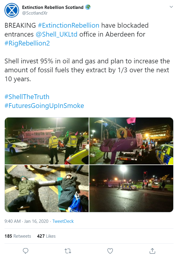 Activists block Shell’s headquarters in Aberdeen