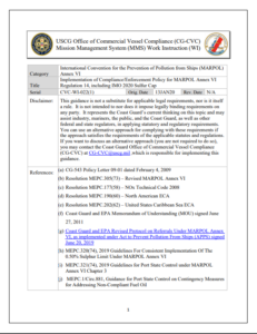 USCG issues work instruction update on Sulfur Cap enforcement