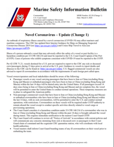 USCG issues advisory concerning COVID-19