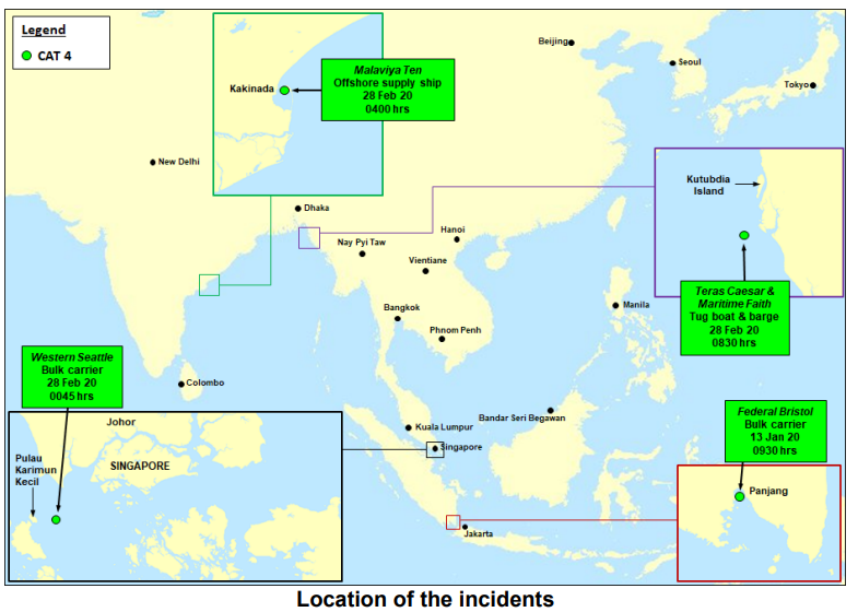 Four armed robberies against ships in Asia last week