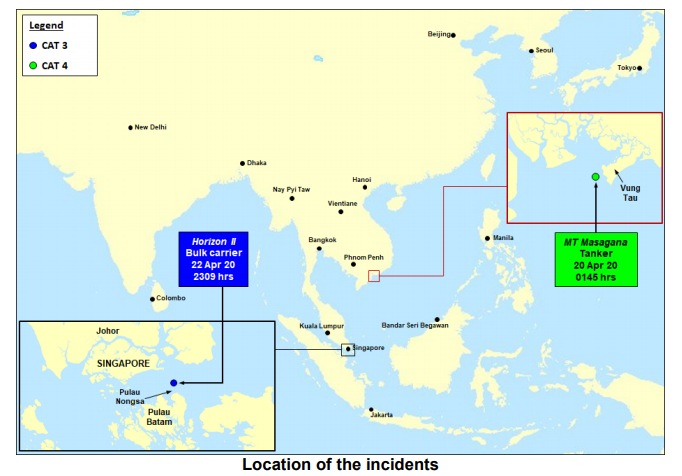Two armed robberies against ships in Asia last week