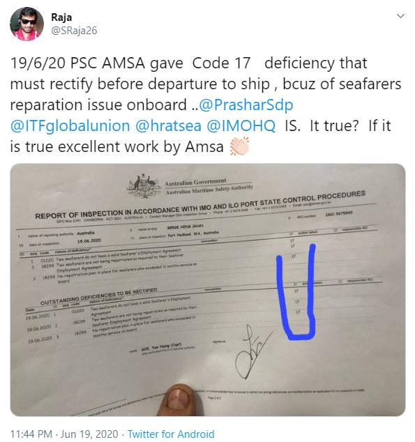 AMSA detains vessel as seafarers&#8217; contracts have expired