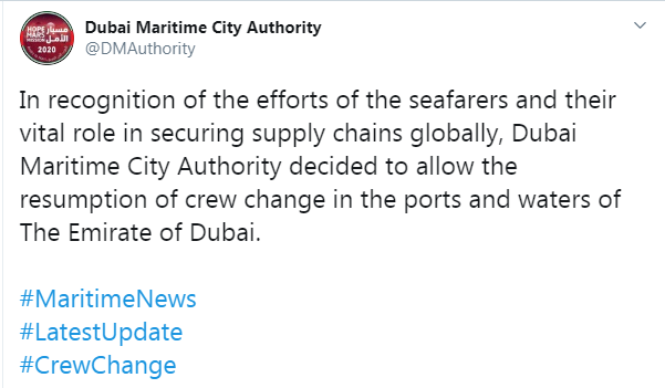 Dubai allows crew changes