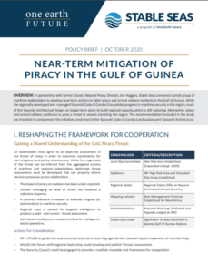 Stable Seas focuses on near-term actions to deter piracy in the Gulf of Guinea