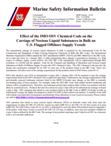 How IMO OSV Chemical Code affects US offshore supply vessels