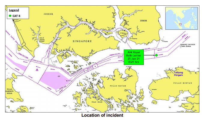 Unauthorized boarding on bulker is the first incident in Singapore Strait in 2021