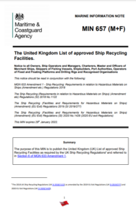 UK MCA: List of approved Ship Recycling Facilities