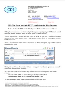 Chemical Distribution Institute assists ship operators on crew matrix and HVPQ