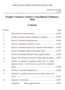 Hong Kong: Amendments on freight containers safety enter into force