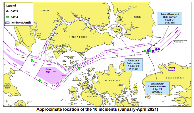 ReCAAP ISC warning: Three incidents against ships in eastbound lane of Singapore Strait