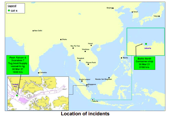 Two incidents of armed robbery against ships in Asia reported last week