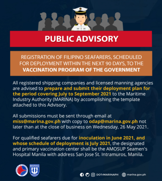 COVID-19 vaccination opportunities for Filipino seafarers