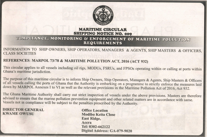 Increased Port State Control fines on vessels at Ghanaian ports