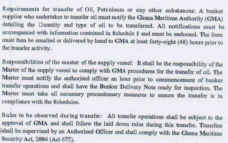 Ghana Maritime Authority: Mandatory procedures for oil transfer