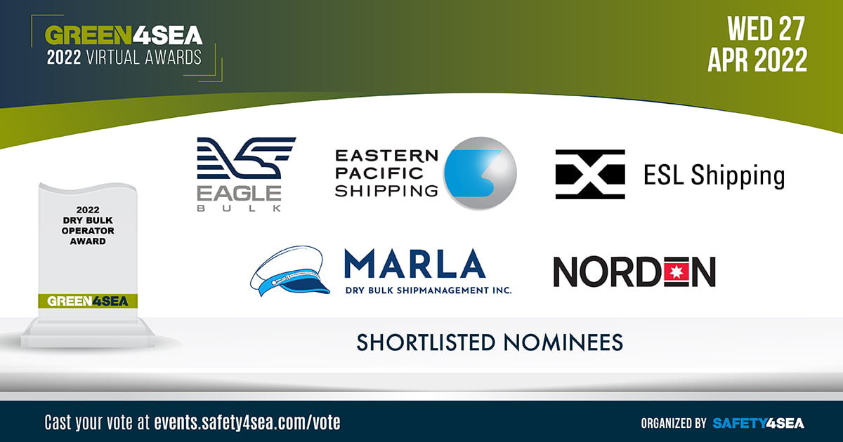 Shortlisted nominees announced for 2022 GREEN4SEA Awards