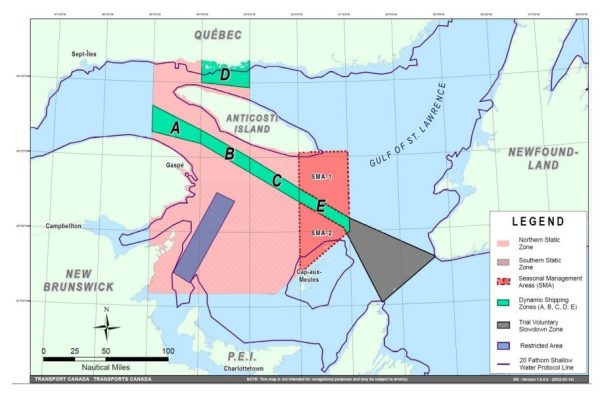 Restrictions in the Gulf of St. Lawrence to protect the North Atlantic right whale