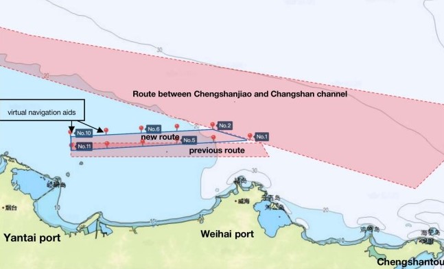 China: Route adjustment between Yantai and Weihai