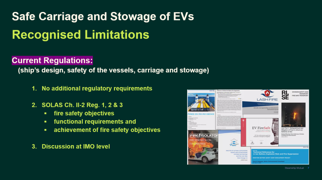 The carriage, stowage, and safety of electric vehicles