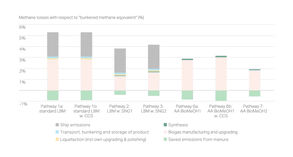 The potential of biogas as a source of biofuels for shipping